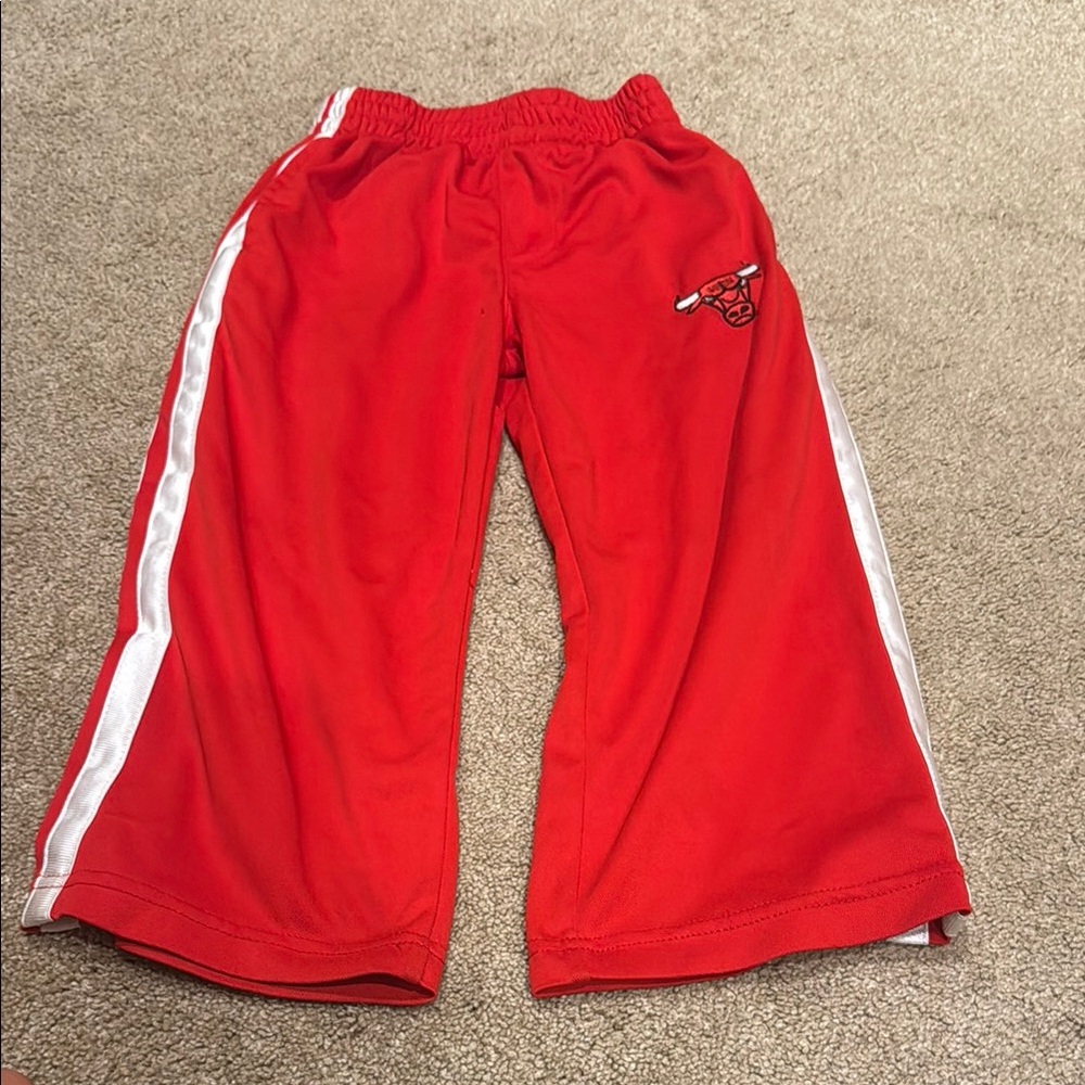 The CUTEST Chicago Bulls NBA Red and White Joggers with Sporty Stripes